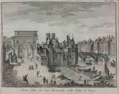 La Porte de Saint Bernard, Paris - Gravure de Giambattista Albrizzi - 1745 ca