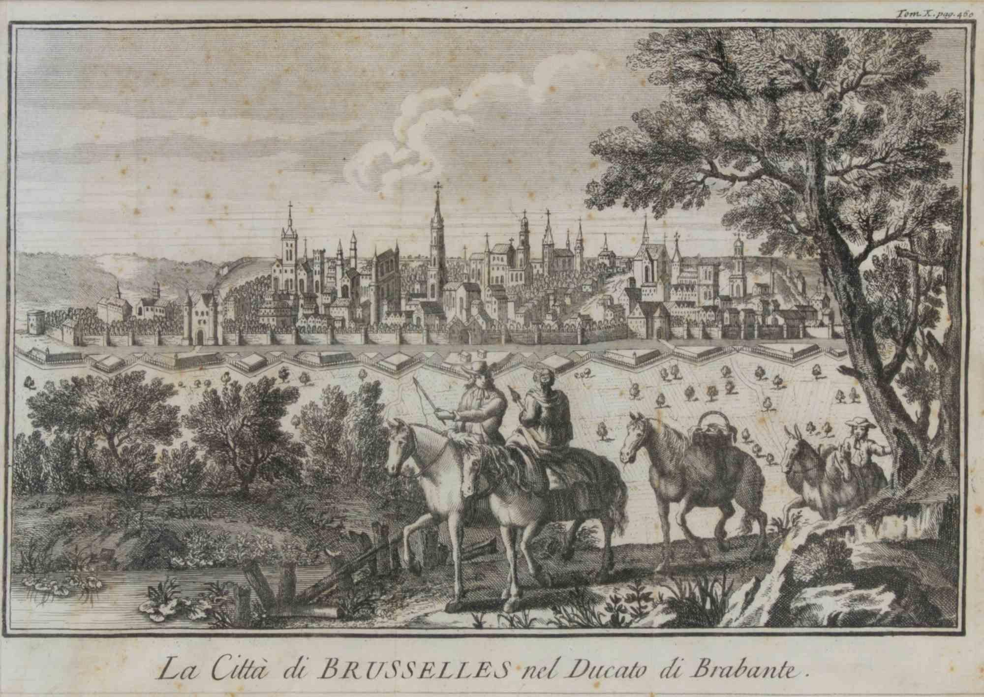 Etching realized by Giambattista Albrizzi (1698-1777) for Thomas Salmon's Lo Stato presente di tutti i Paesi e Popoli do Mondo. Regno di Spagna.

Includes a contemporary wooden frame cm. 26x31.8 cm.