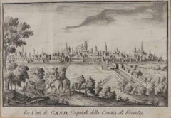 La ciudad de Gand, capital de la... - Aguafuerte de Giambattista Albrizzi - 1745 ca