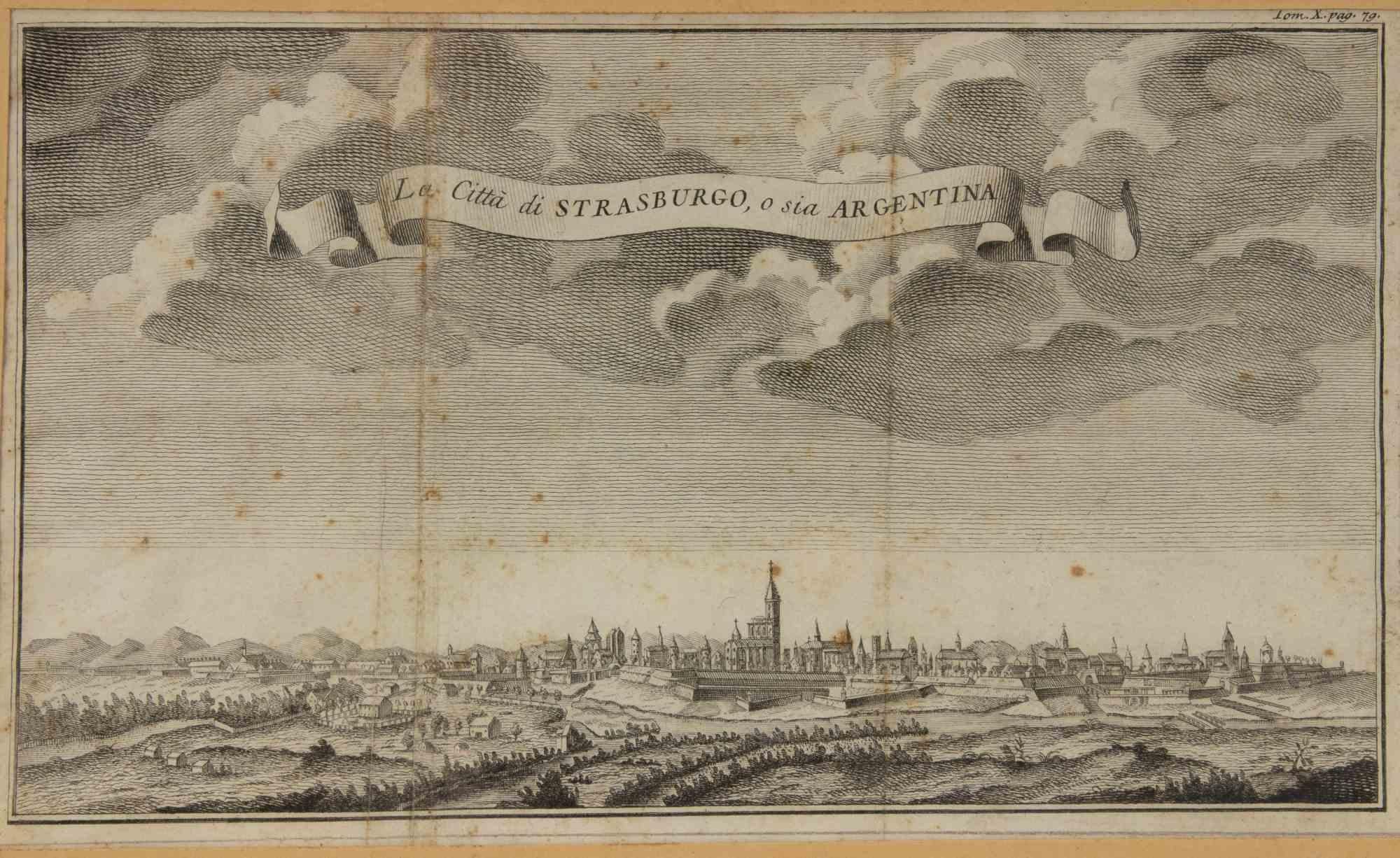 Die Stadt Straßburg, oder Argentin - Radierung von Giambattista Albrizzi - 1745 ca im Angebot 1