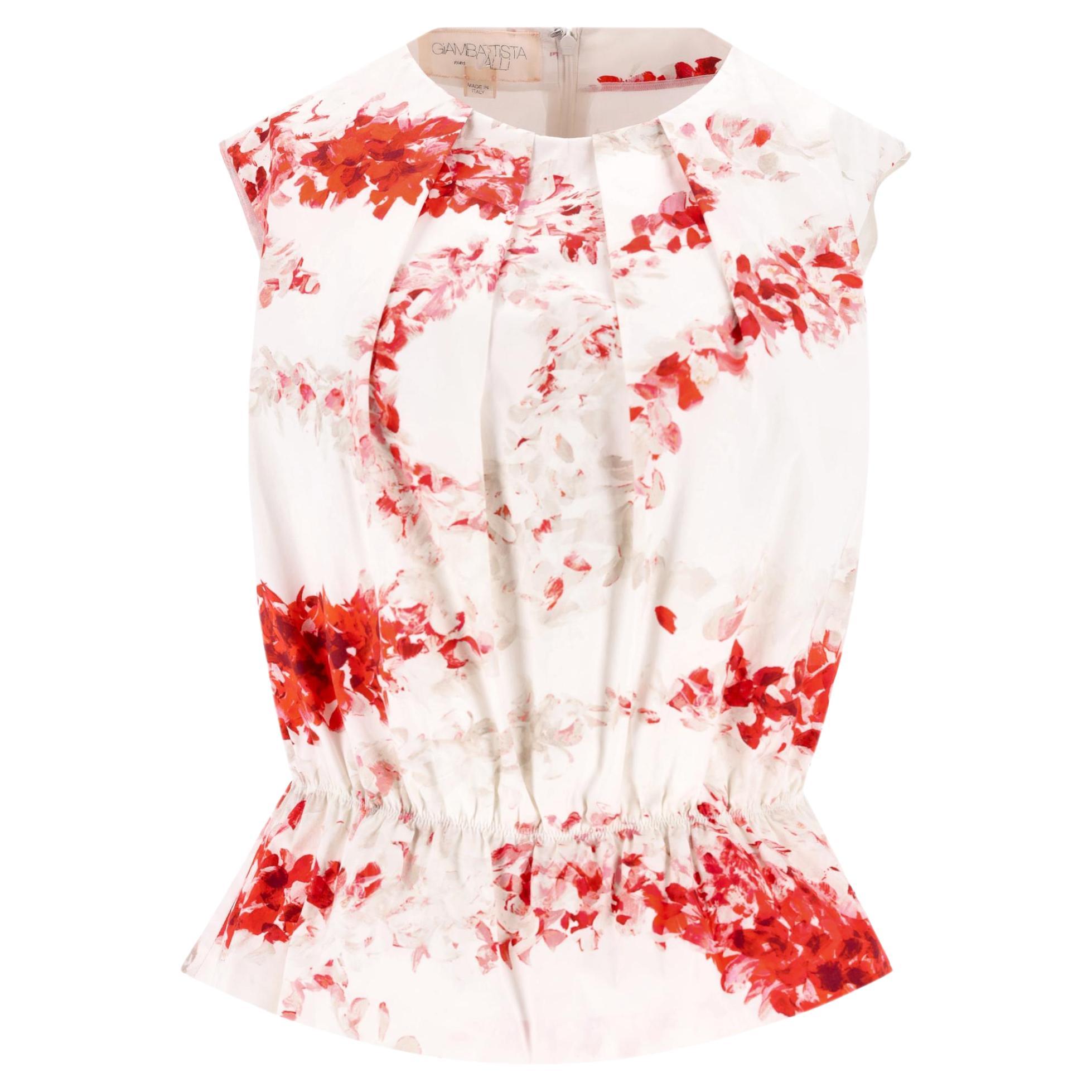 Giambattista Vali - Top à fleurs en coton et soie en vente
