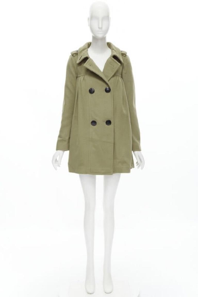 GIAMBATTISTA VALLI 100% cashmere camel baby doll pleat double breasted coat XXS 5