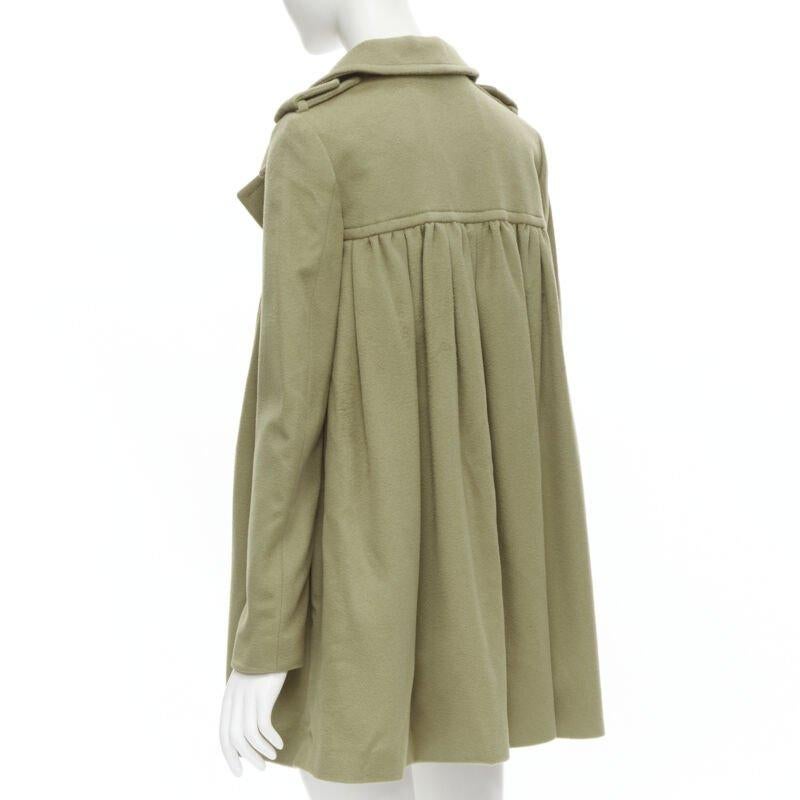Women's GIAMBATTISTA VALLI 100% cashmere camel baby doll pleat double breasted coat XXS