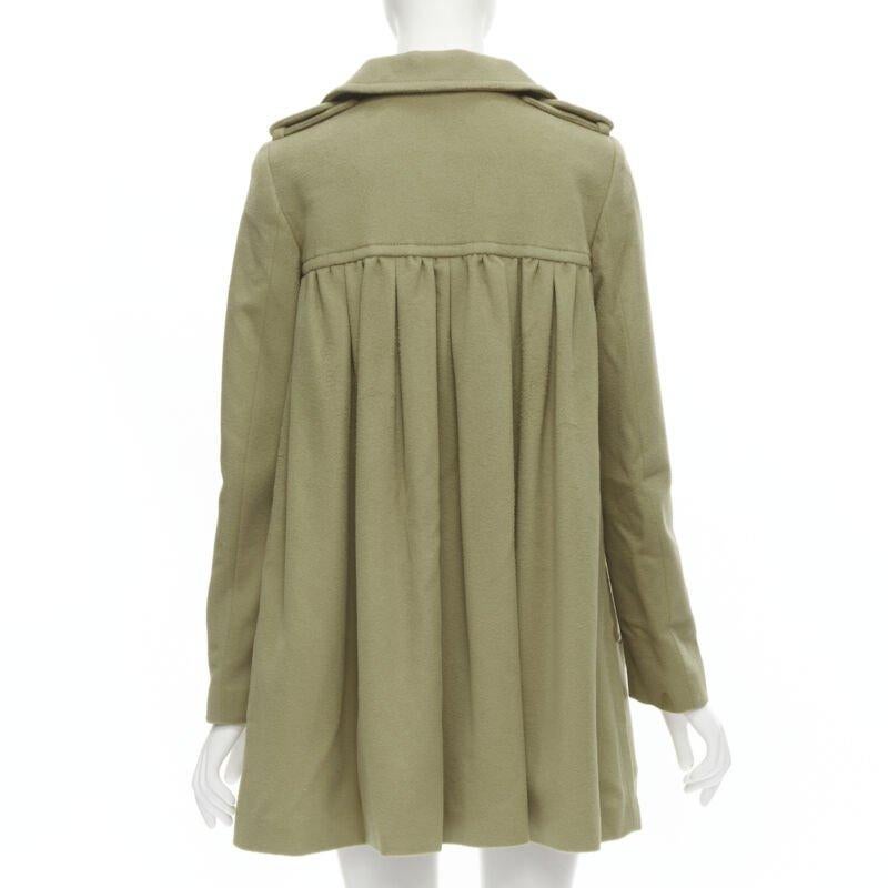 GIAMBATTISTA VALLI 100% cashmere camel baby doll pleat double breasted coat XXS 1