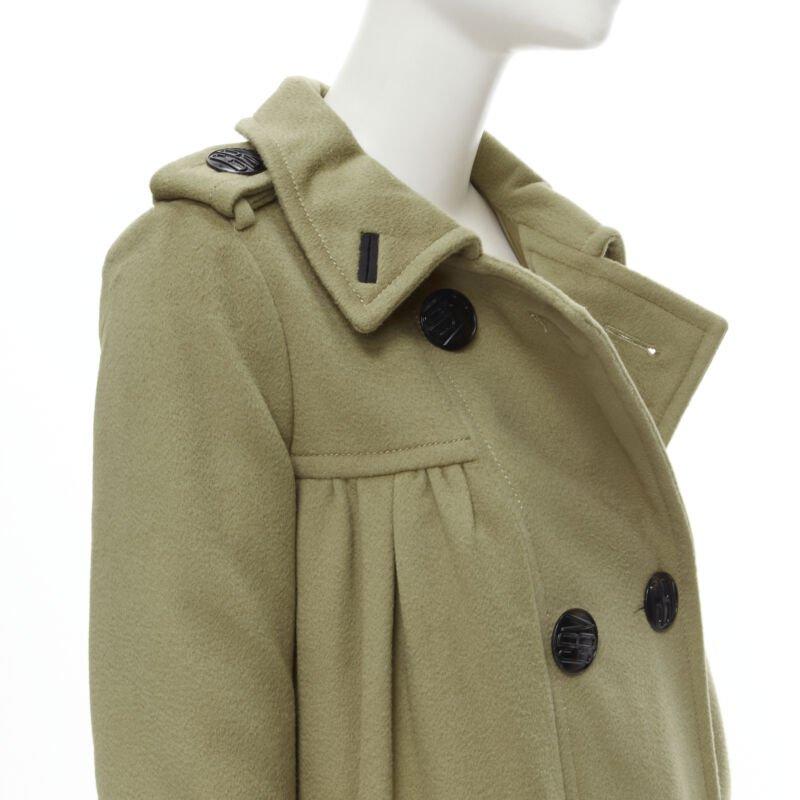 GIAMBATTISTA VALLI 100% cashmere camel baby doll pleat double breasted coat XXS 2
