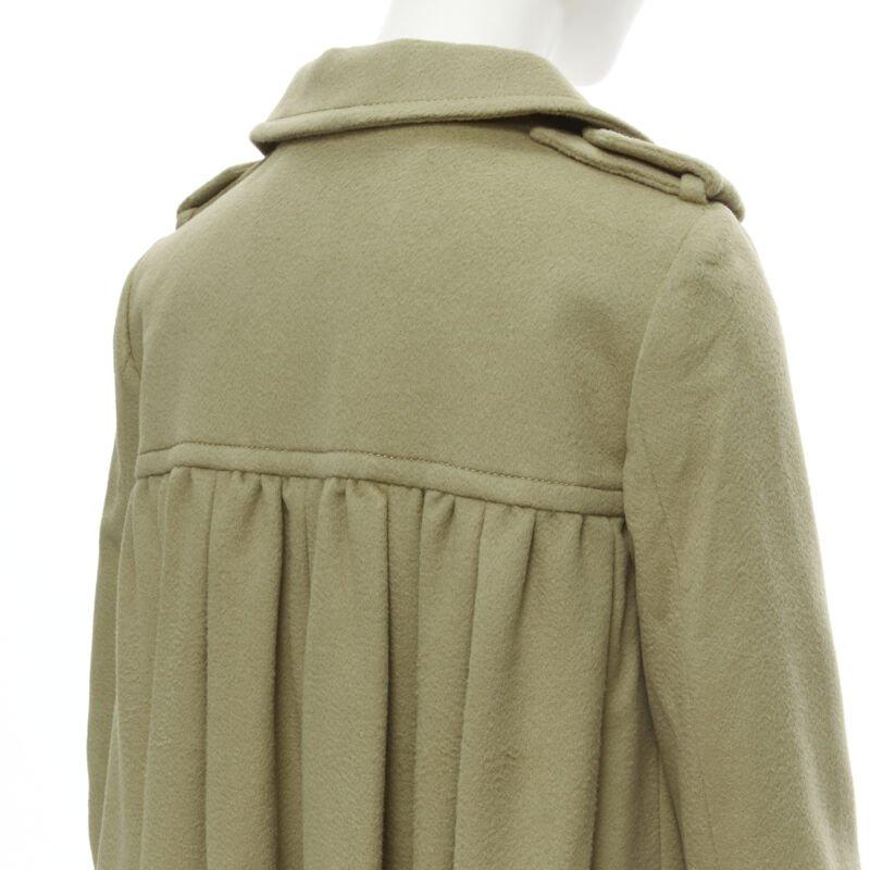 GIAMBATTISTA VALLI 100% cashmere camel baby doll pleat double breasted coat XXS 3