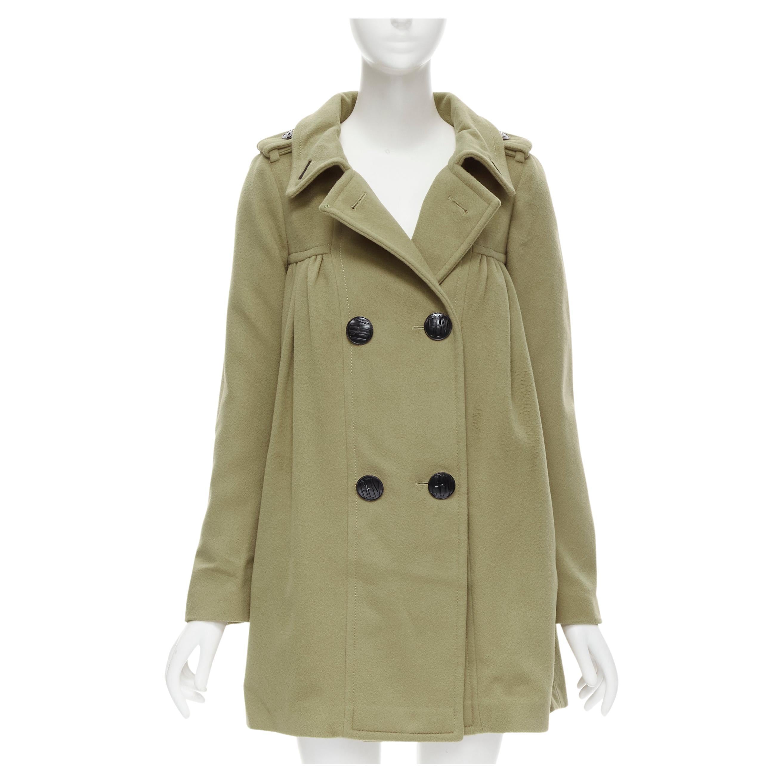 GIAMBATTISTA VALLI 100% cashmere camel baby doll pleat double breasted coat  XXS For Sale at 1stDibs