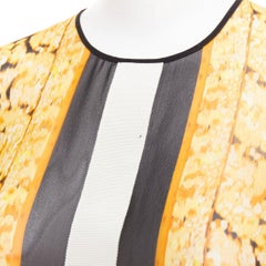 GIAMBATTISTA VALLI 100% silk grosgrain trim print sheer chiffon blouse IT38 XXS