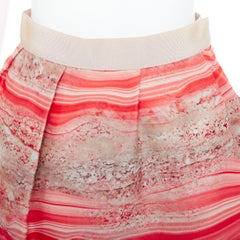 GIAMBATTISTA VALLI 100% silk pink grey marble stone print Aline skirt IT38 XXS