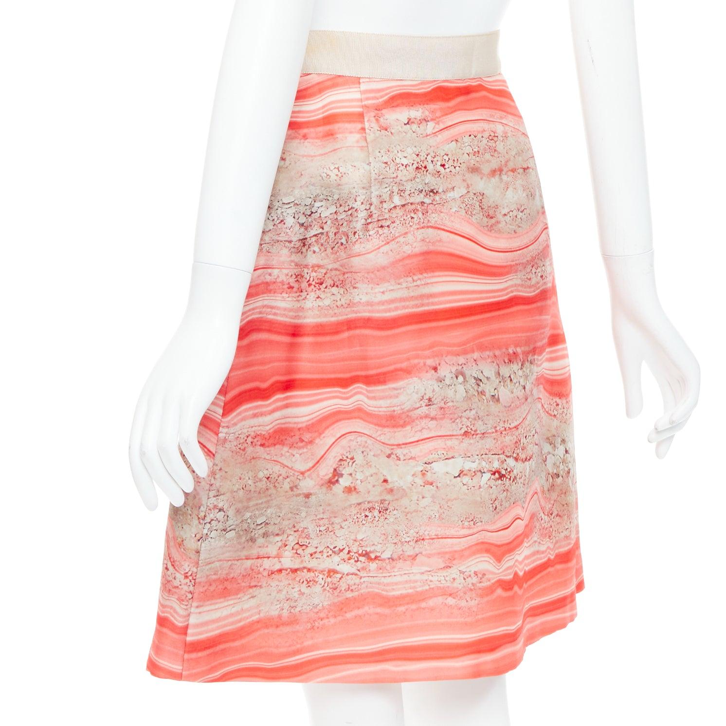 GIAMBATTISTA VALLI 100% silk pink grey marble stone print Aline skirt IT38 XXS For Sale 1