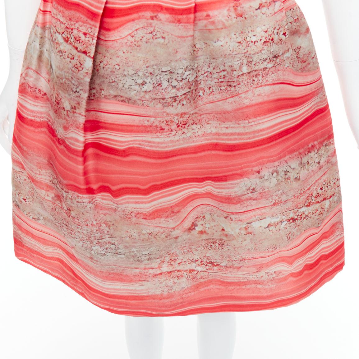 GIAMBATTISTA VALLI 100% silk pink grey marble stone print Aline skirt IT38 XXS For Sale 2