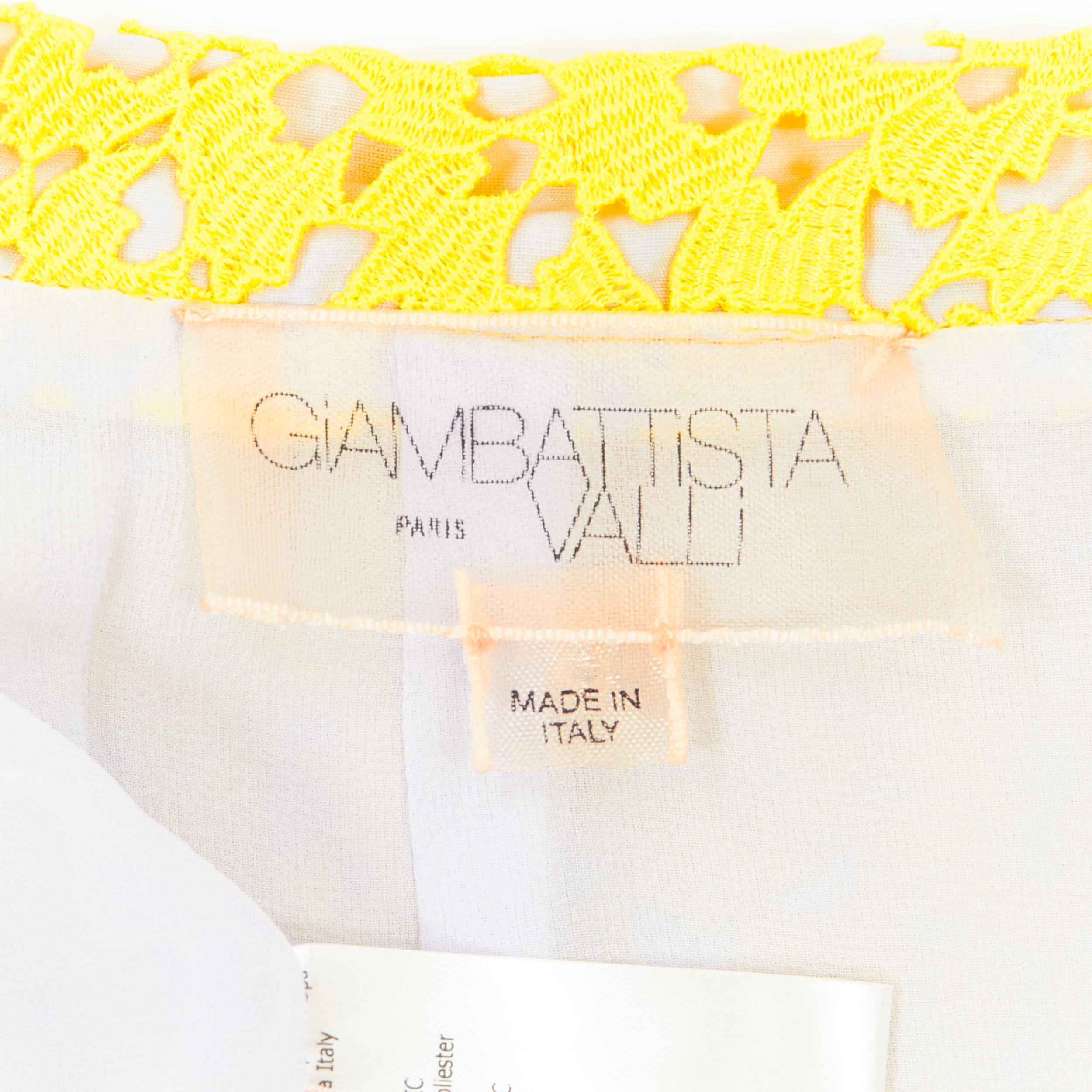 GIAMBATTISTA VALLI 2015 neon bright yellow lace pencil skirt XXS 25