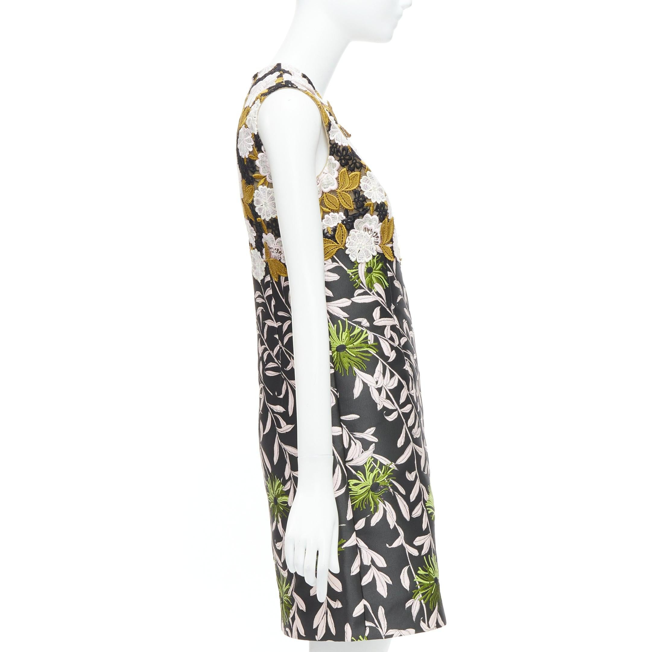 GIAMBATTISTA VALLI 2015 Pasarela vestido jacquard con cuerpo de encaje floral negro IT40 XS en Bueno estado para la venta en Hong Kong, NT