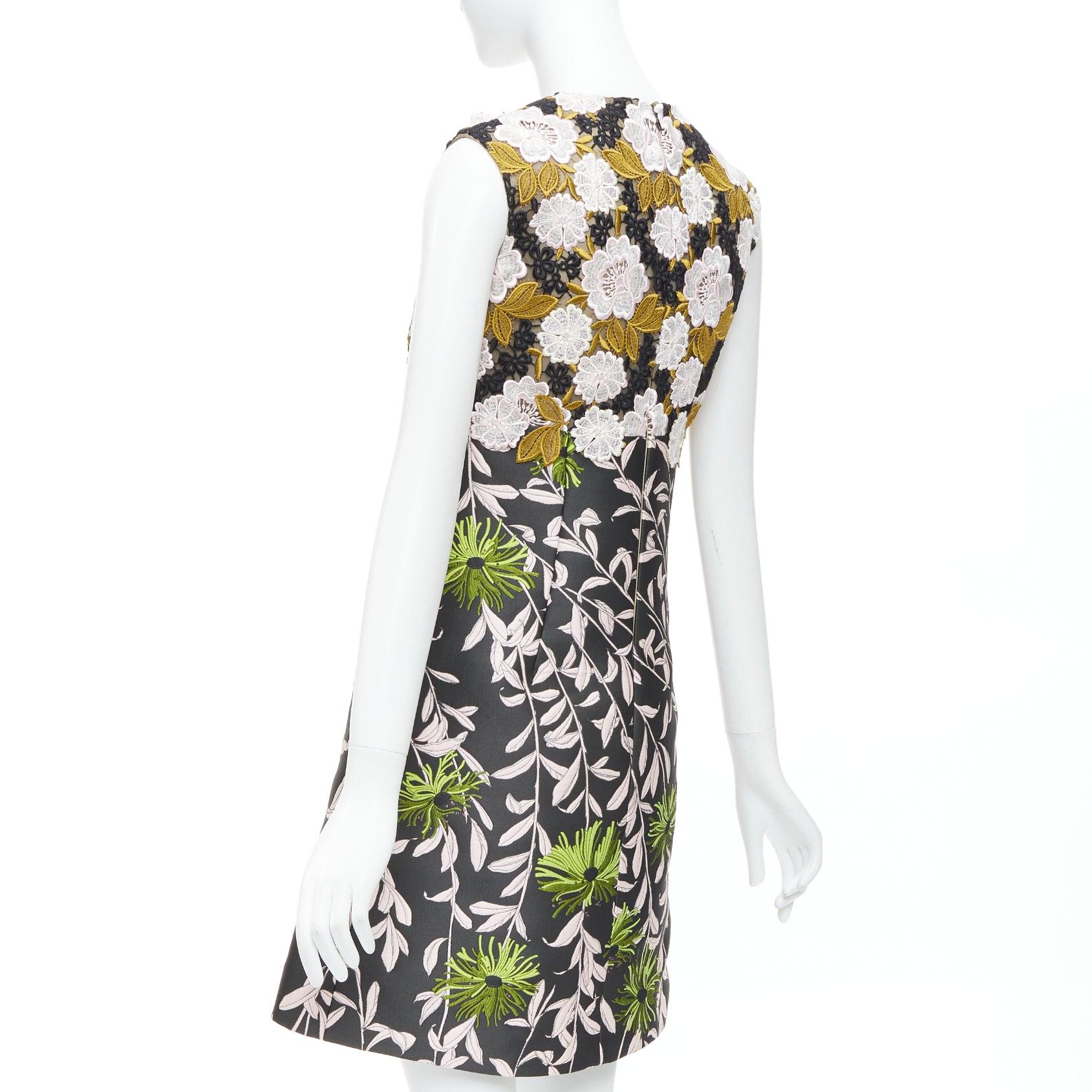GIAMBATTISTA VALLI 2015 Runway black floral lace bodice jacquard dress IT40 XS For Sale 1