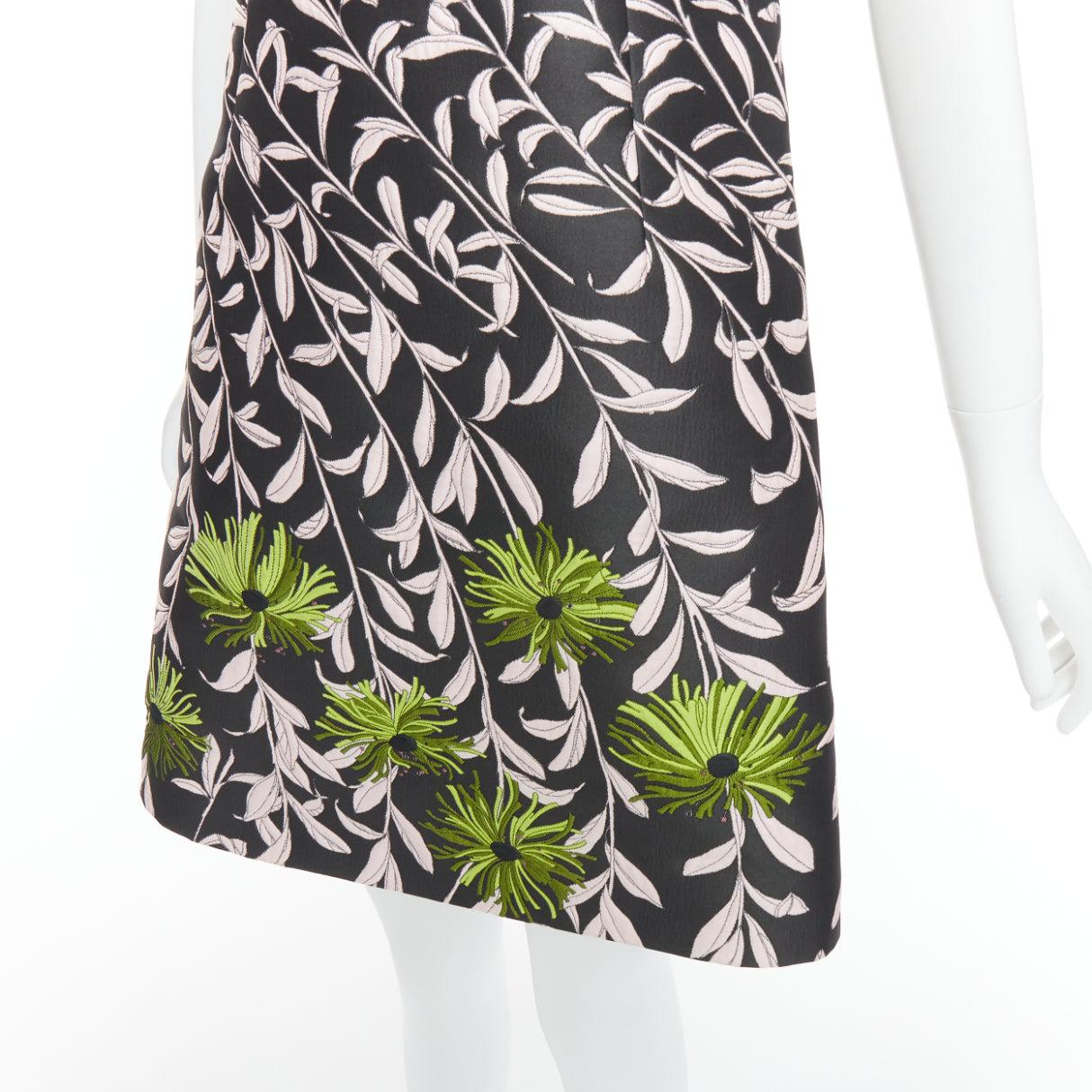 GIAMBATTISTA VALLI 2015 Pasarela vestido jacquard con cuerpo de encaje floral negro IT40 XS en venta 2