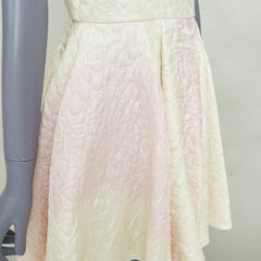 GIAMBATTISTA VALLI 2017 champagne pink cloque jacquard flare dress IT42 M
