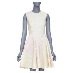 GIAMBATTISTA VALLI 2017 champagne pink cloque jacquard flare dress IT42 M