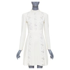 GIAMBATTISTA VALLI 2018 floral lace insert ivory viscose shift dress IT40 XS