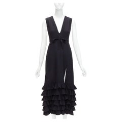 GIAMBATTISTA VALLI 2020 Runway ruffle plunge neck sleeveless cocktail dress IT38