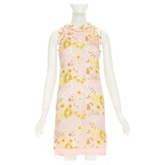 GIAMBATTISTA VALLI 3D petal floral macrame lace pastel pink yellow dress IT38