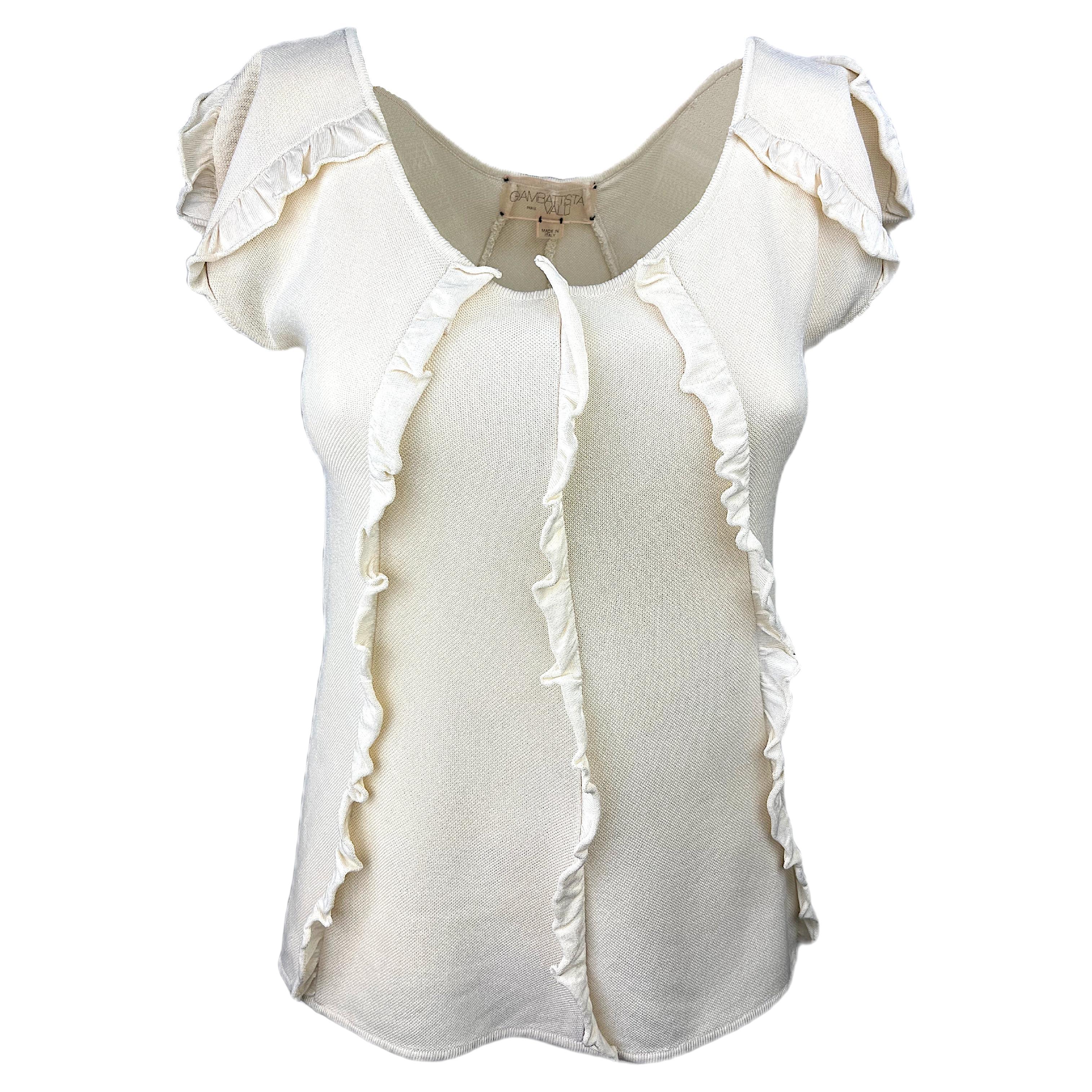 GIAMBATTISTA VALLI – Authentic Knitted Silk Top with Ruffles  Size 6US 38EU For Sale