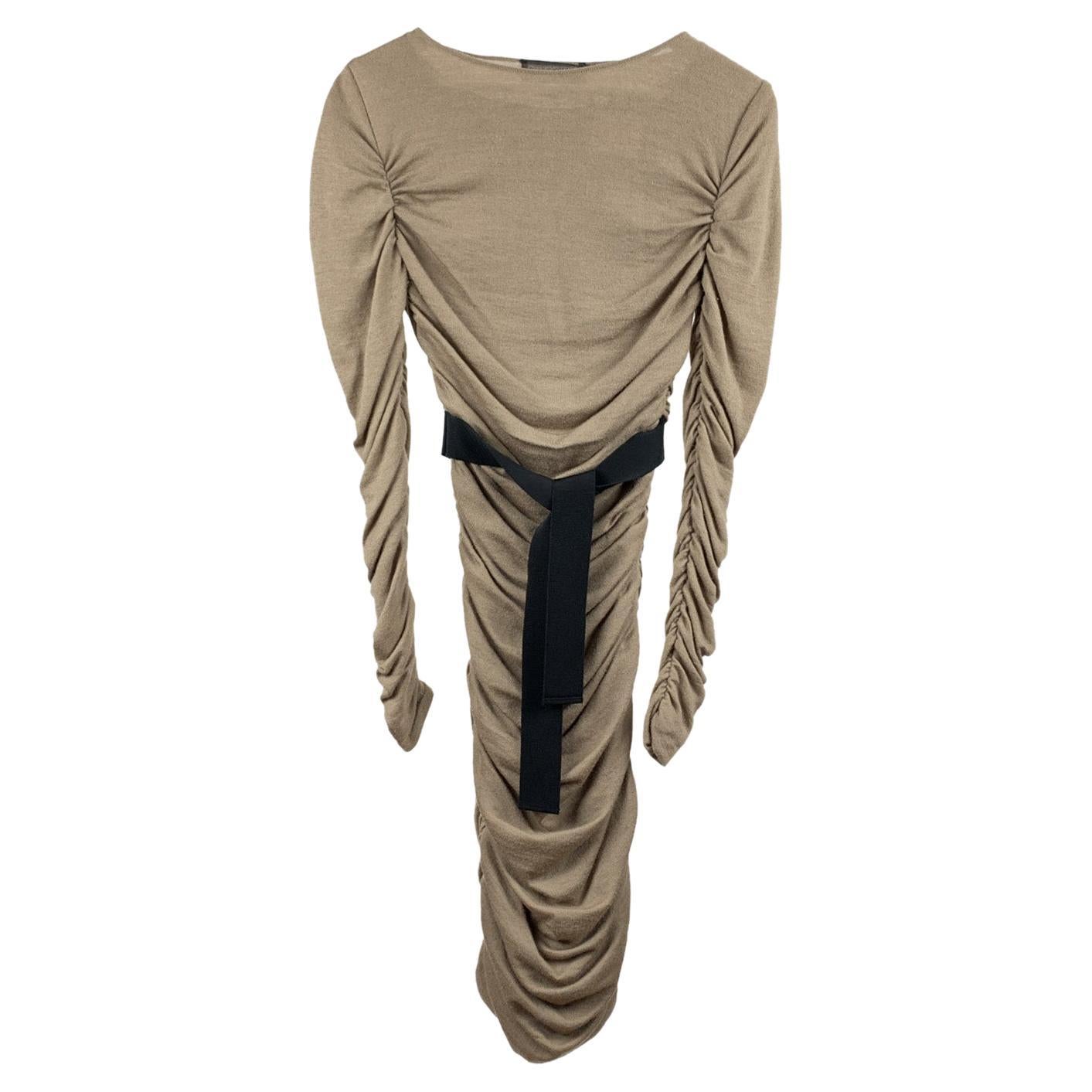 Giambattista Valli Beige Wool Silk Cashmere Draped Knit Dress Size XS