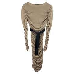 Giambattista Valli Beige Wool Silk Cashmere Draped Knit Dress Size XS