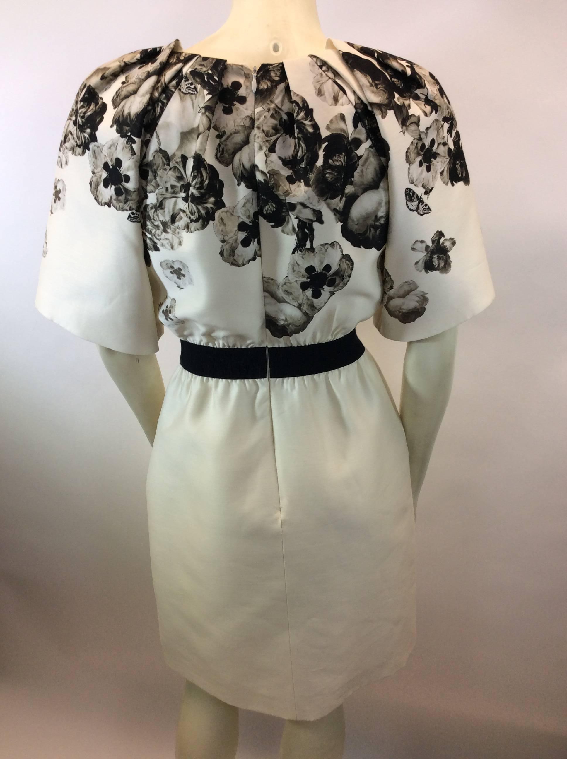 Gray Giambattista Valli Black and White Print Silk Dress For Sale