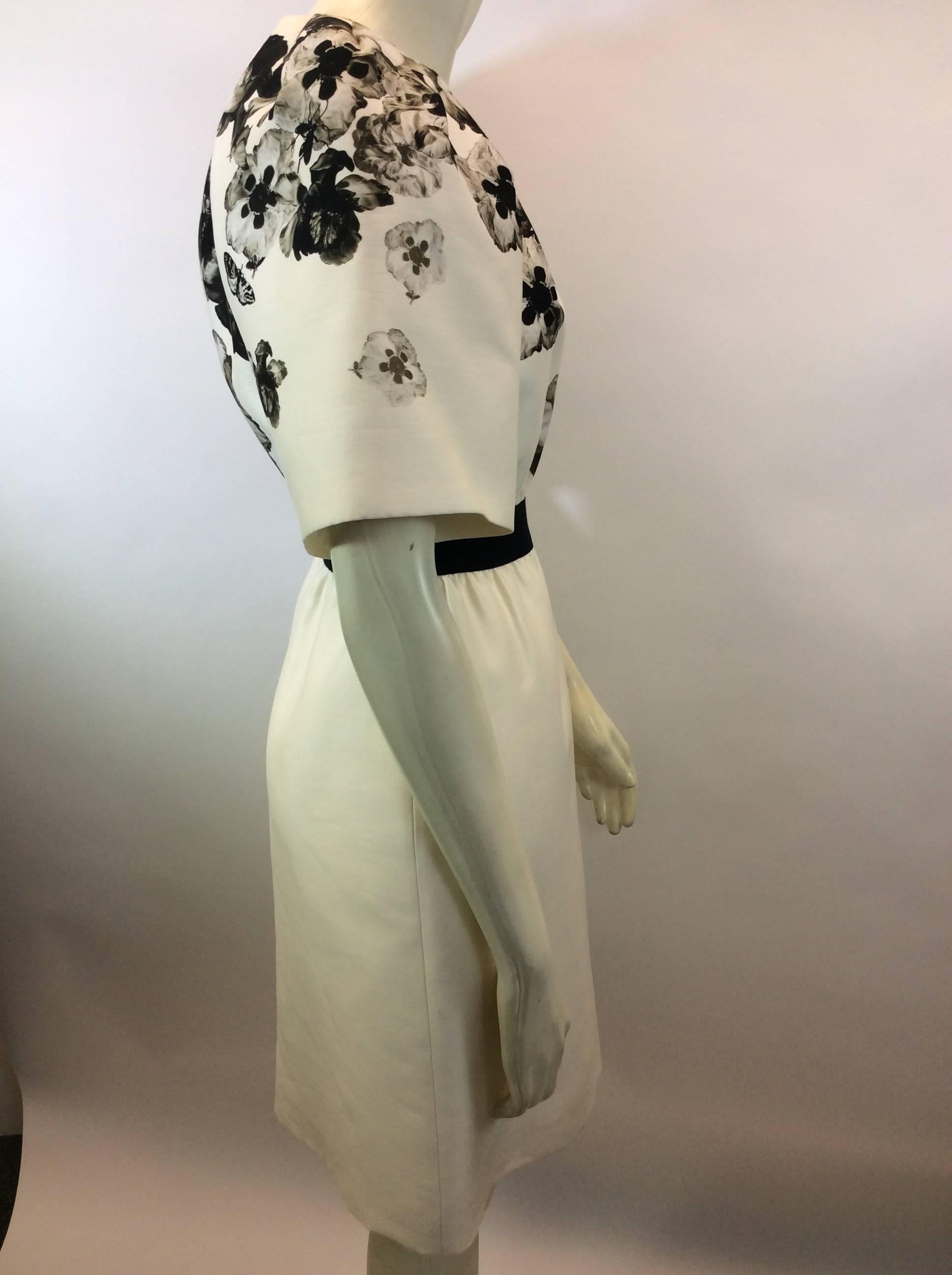 Giambattista Valli Black and White Print Silk Dress In Excellent Condition For Sale In Narberth, PA