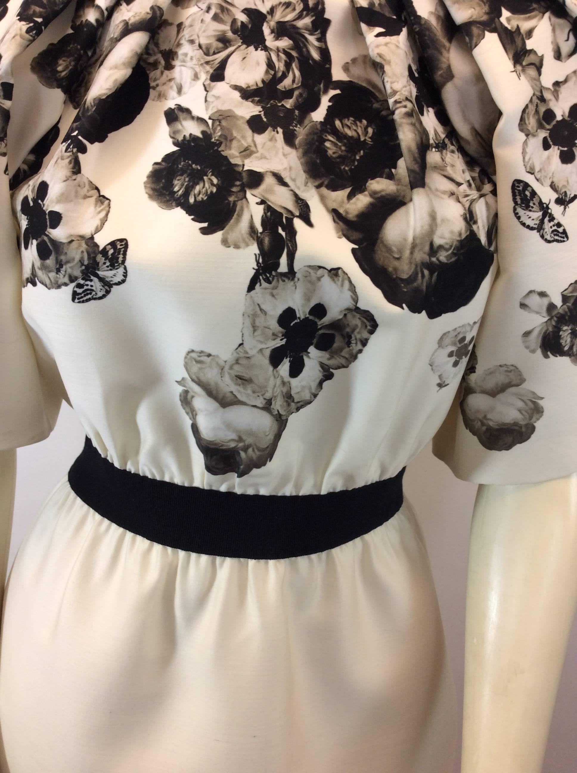 Giambattista Valli Black and White Print Silk Dress For Sale 1