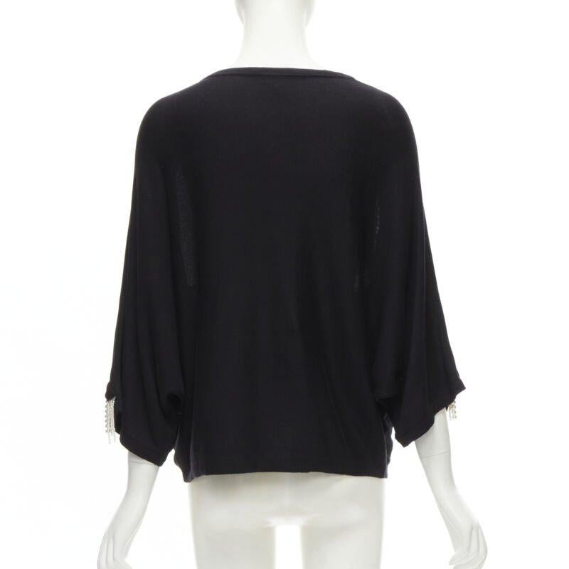 Women's GIAMBATTISTA VALLI black dolman sleeve pearl fringe sweater top IT44 M For Sale