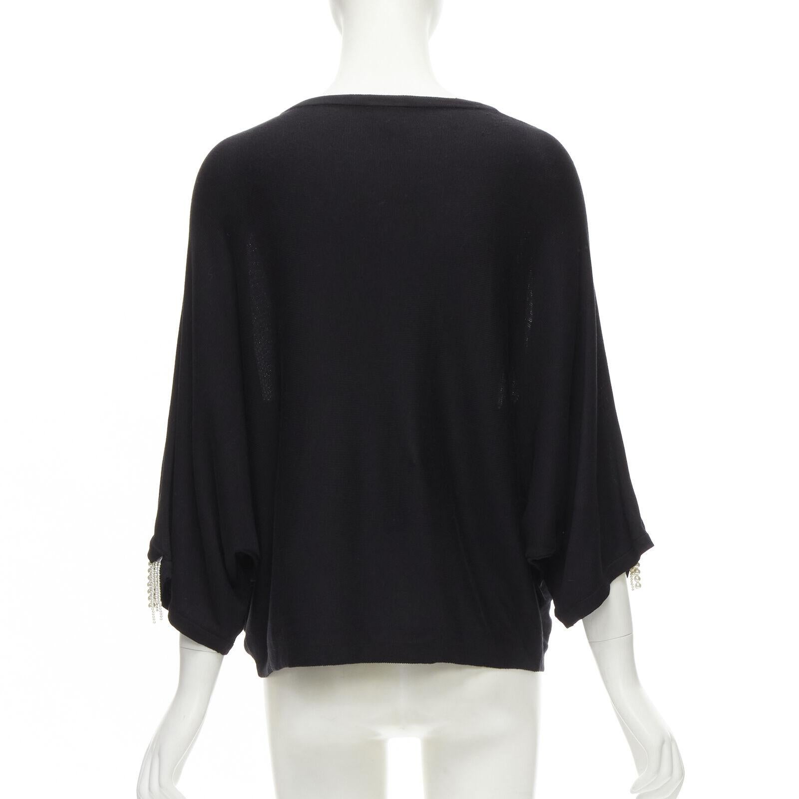 GIAMBATTISTA VALLI black dolman sleeve pearl fringe sweater top IT44 M In Excellent Condition For Sale In Hong Kong, NT