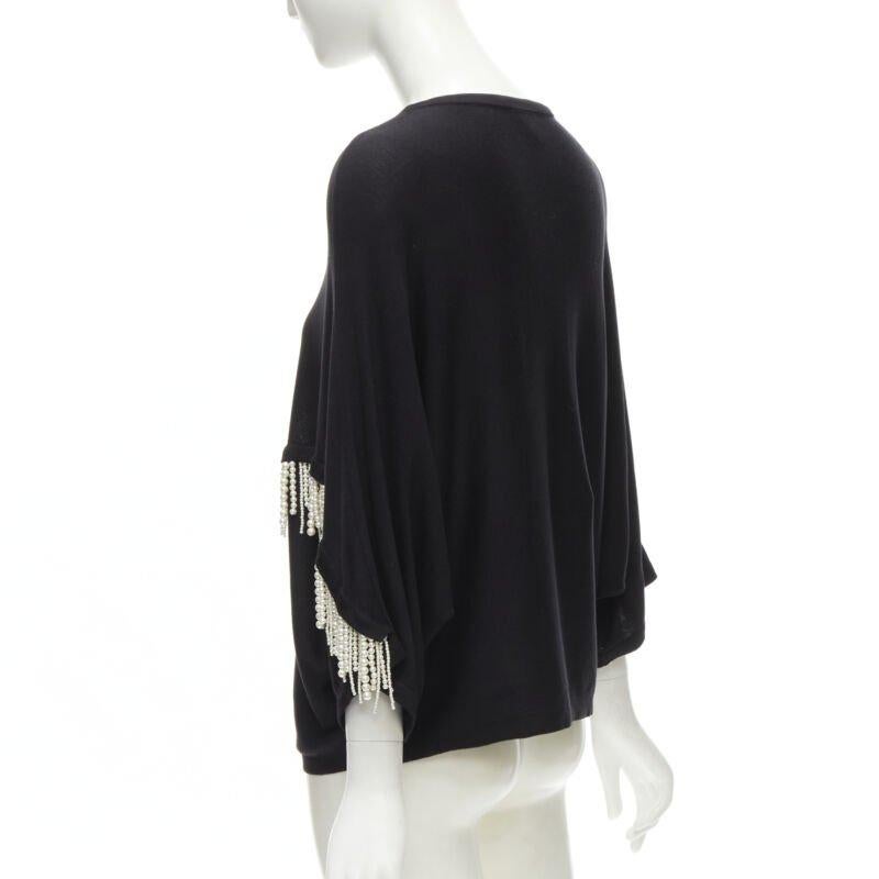 GIAMBATTISTA VALLI black dolman sleeve pearl fringe sweater top IT44 M For Sale 1