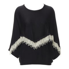 GIAMBATTISTA VALLI Pullover mit schwarzen Dolman-Ärmeln und Perlenfransen IT44 M