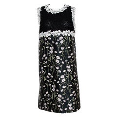 Giambattista Valli Black Floral Jacquard & Lace Mini Dress L