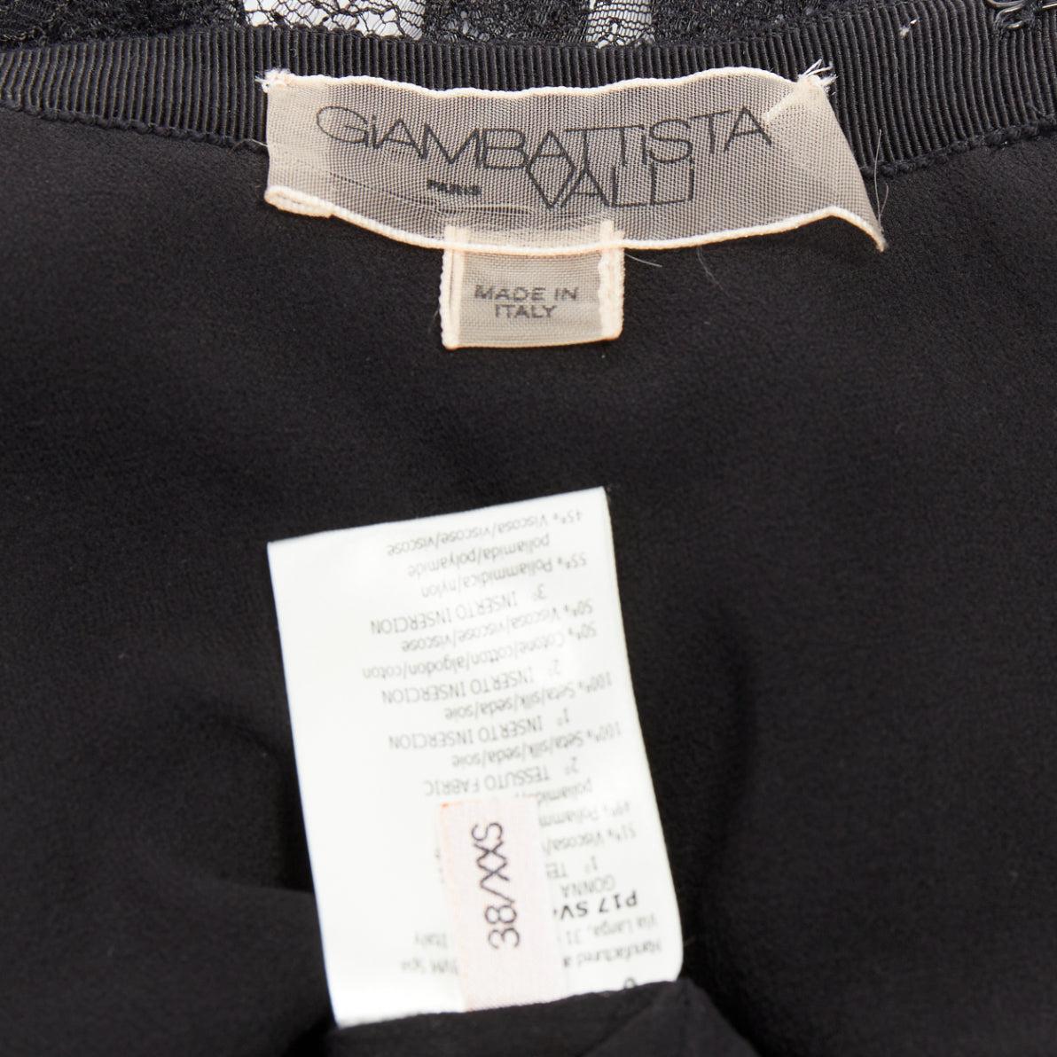 GIAMBATTISTA VALLI black lace silk bow trim pleated knee skirt IT38 XXS For Sale 4