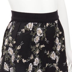GIAMBATTISTA VALLI black pink floral embroidered 100% wool midi skirt IT38 XS