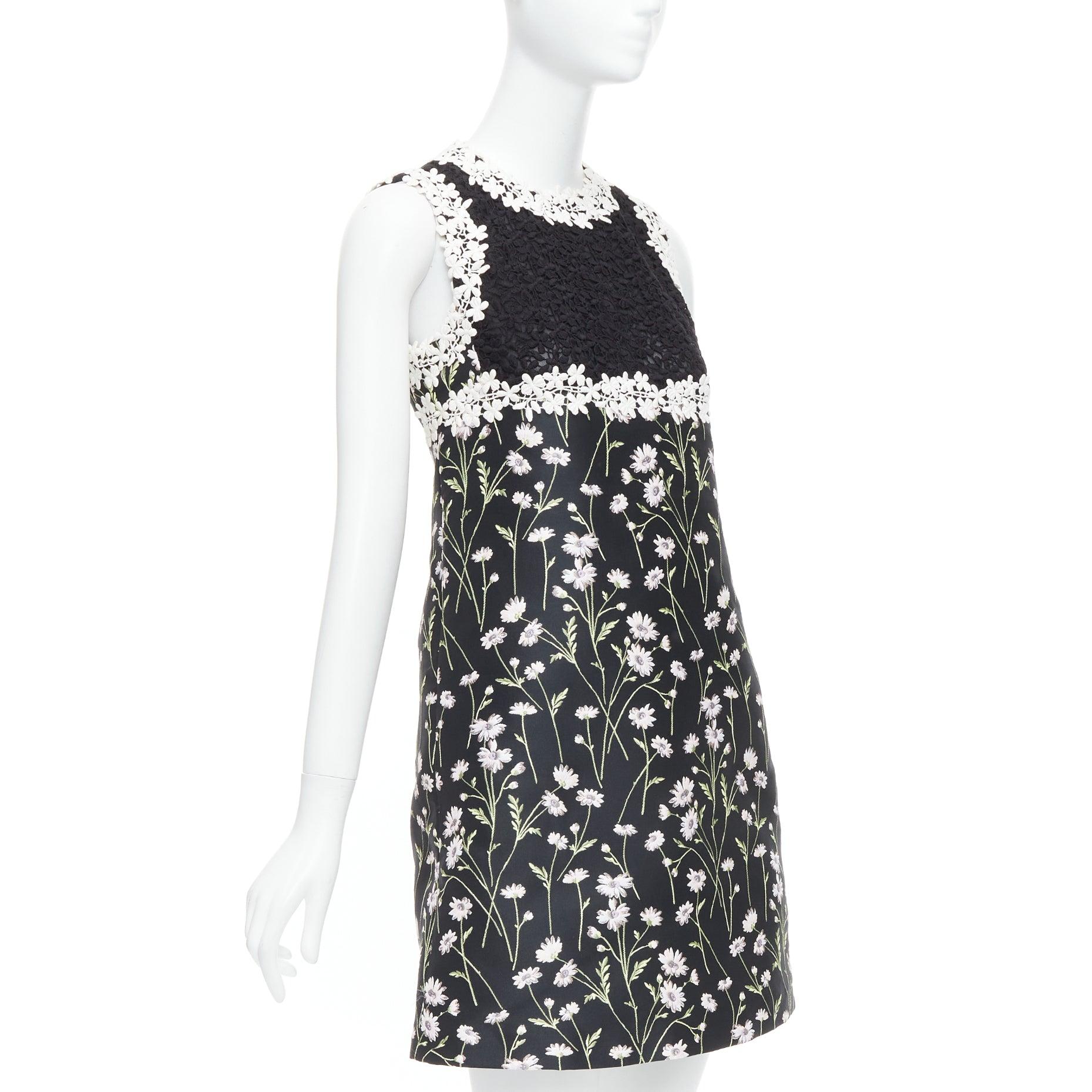 Black GIAMBATTISTA VALLI black pink floral lace bodice dress IT40 XS Kate Mara For Sale