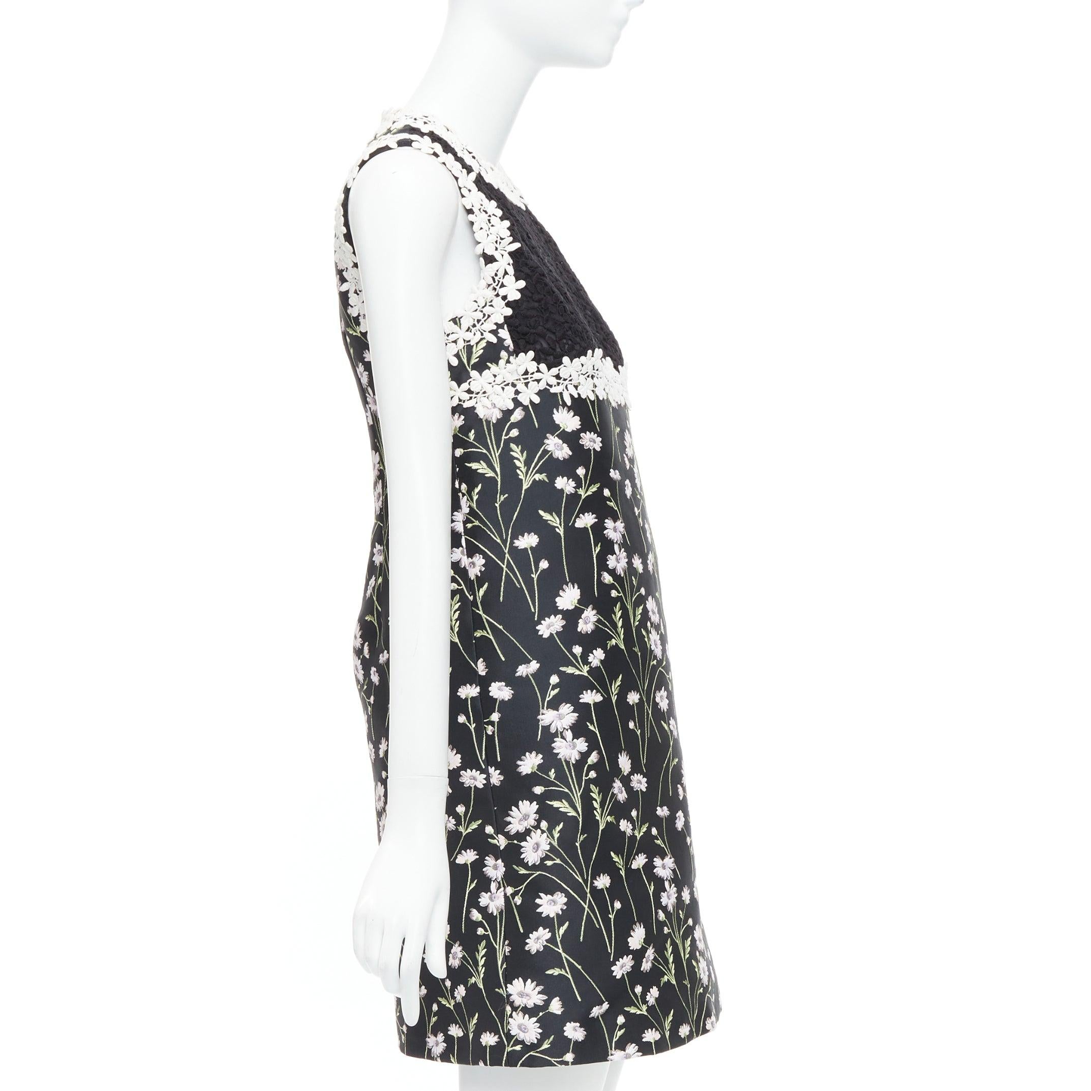 GIAMBATTISTA VALLI black pink floral lace bodice dress IT40 XS Kate Mara In Excellent Condition For Sale In Hong Kong, NT