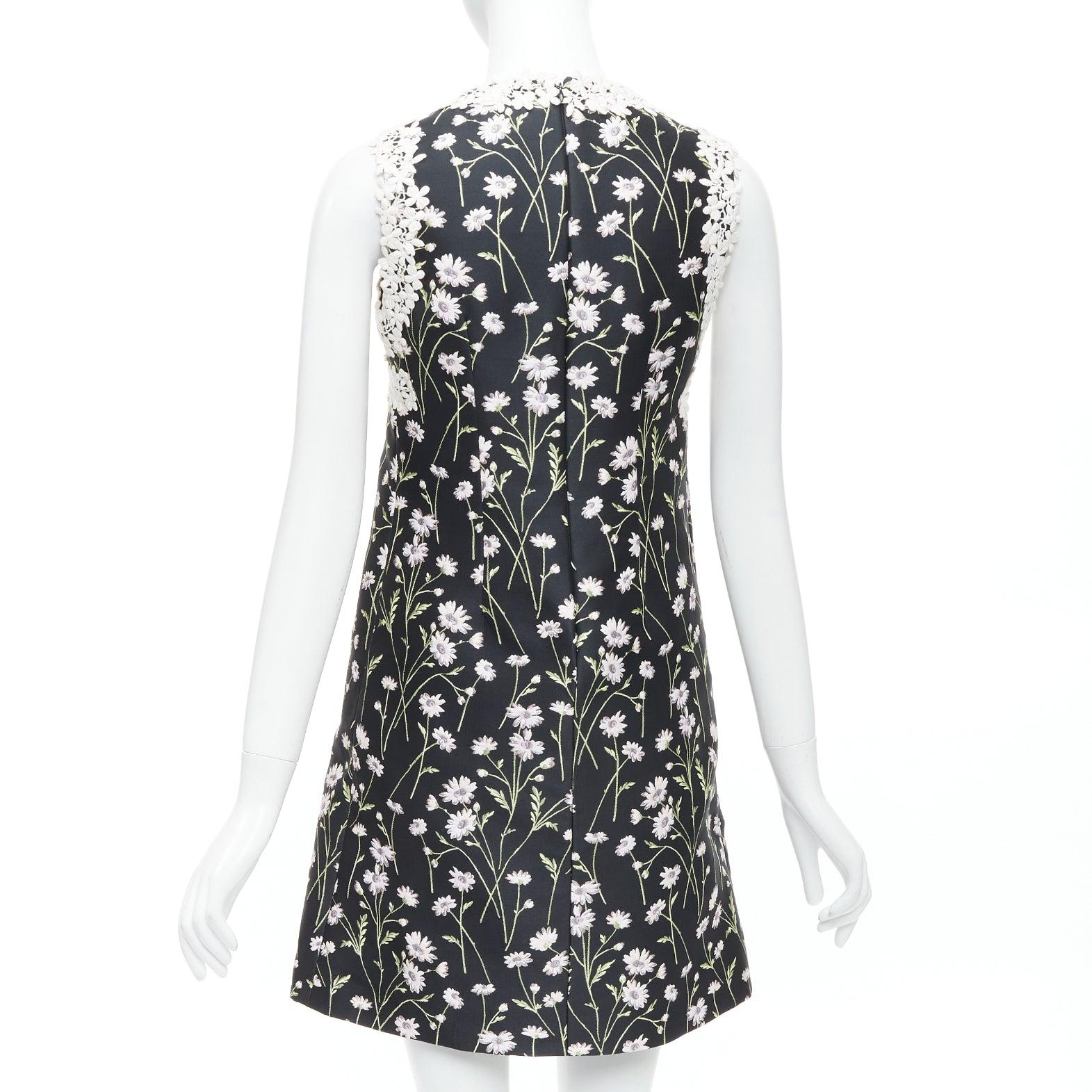 Women's GIAMBATTISTA VALLI black pink floral lace bodice dress IT40 XS Kate Mara For Sale