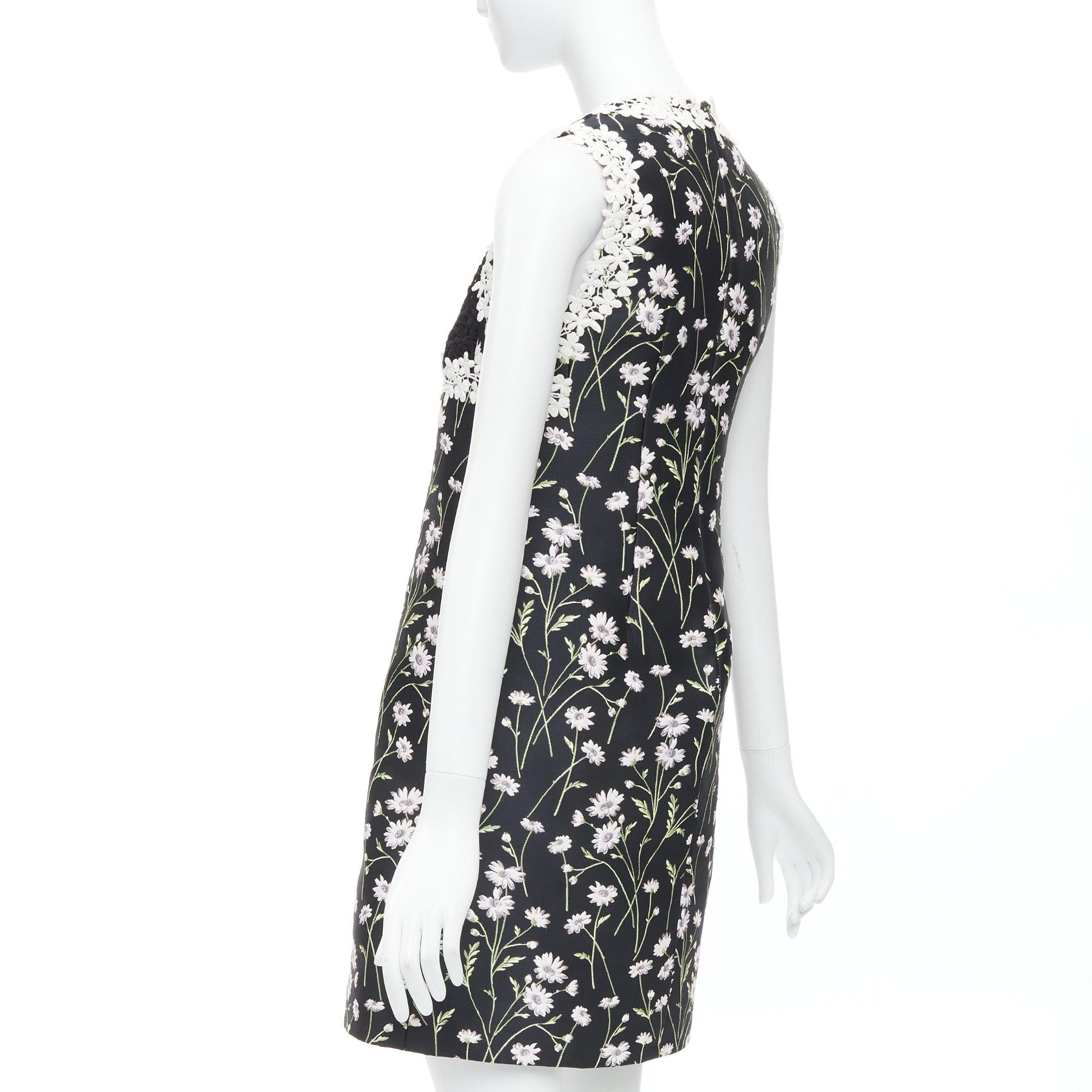 GIAMBATTISTA VALLI black pink floral lace bodice dress IT40 XS Kate Mara For Sale 1