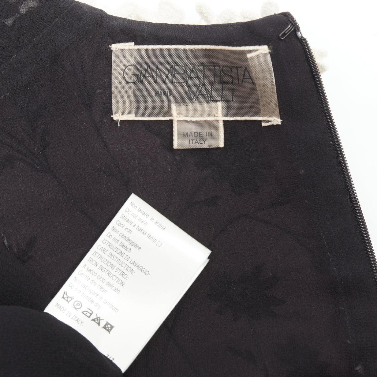 GIAMBATTISTA VALLI black pink floral lace bodice dress IT40 XS Kate Mara For Sale 3