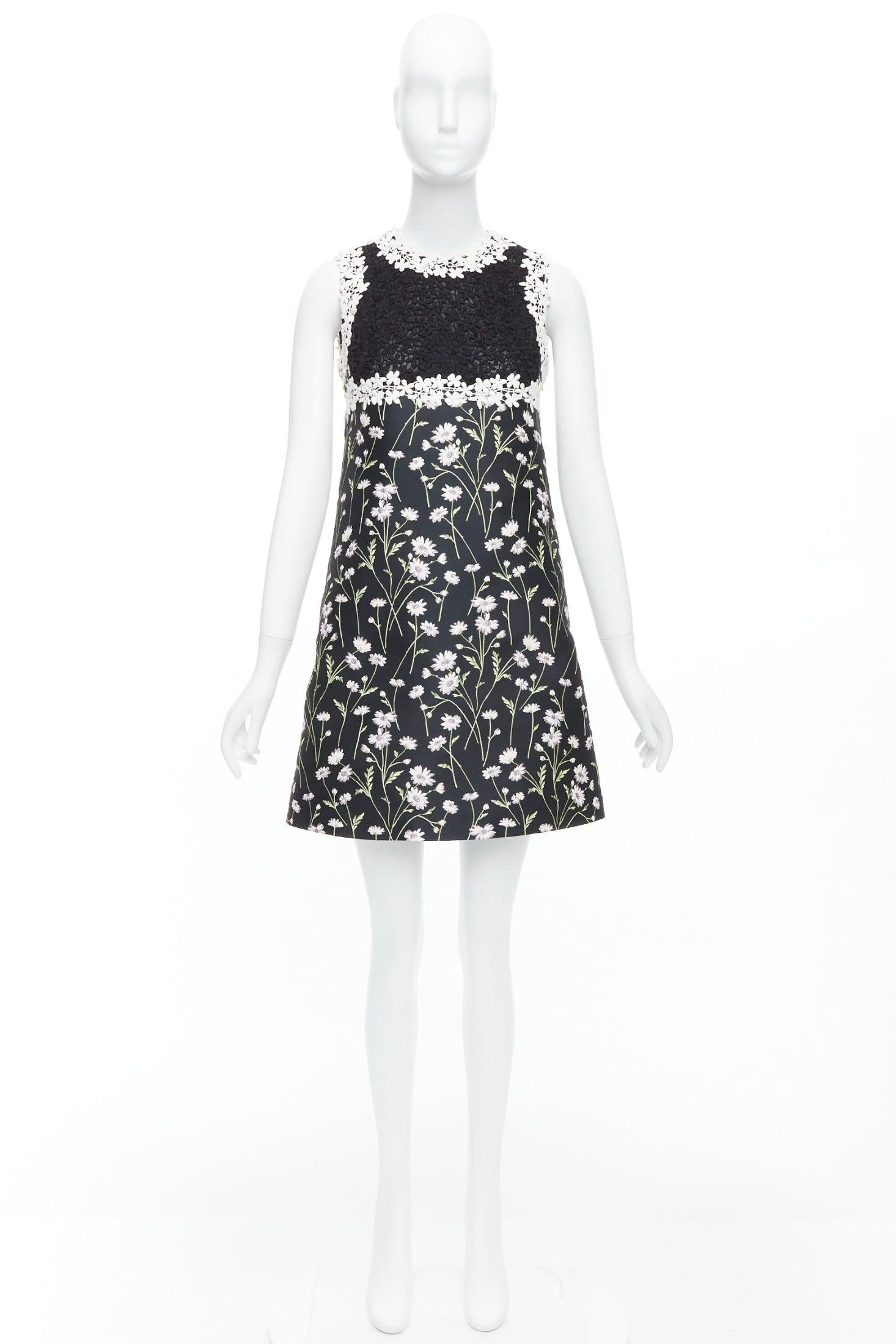 GIAMBATTISTA VALLI black pink floral lace bodice dress IT40 XS Kate Mara For Sale 4