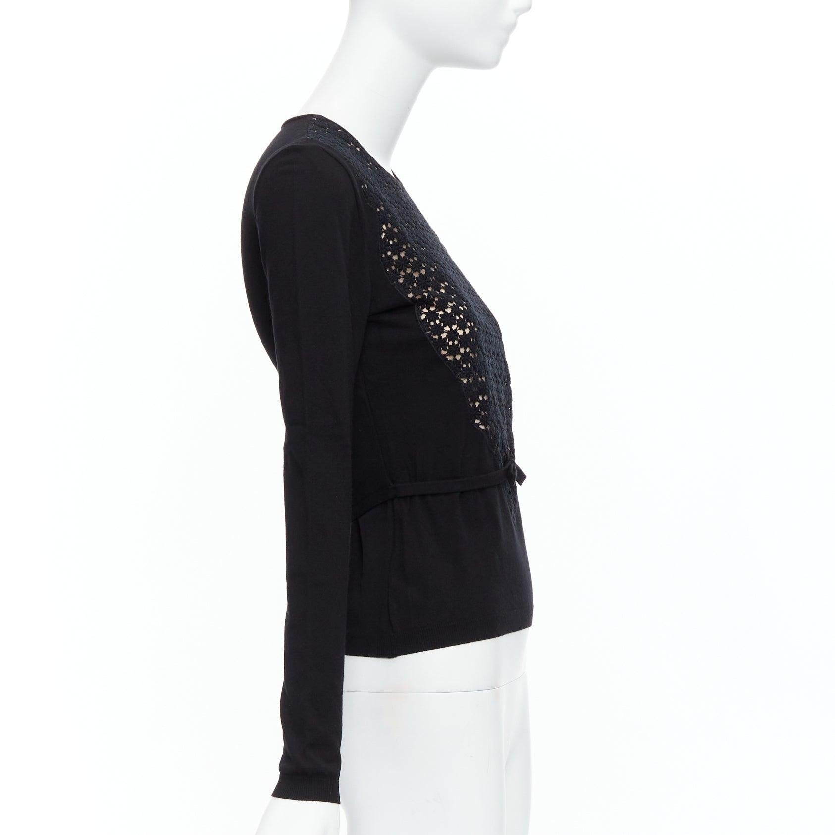GIAMBATTISTA VALLI black pink overlay bow detail lace sweater XXS In Excellent Condition For Sale In Hong Kong, NT