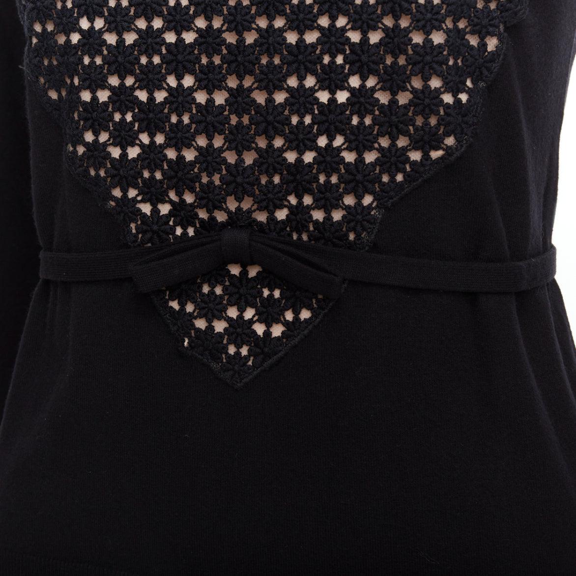 GIAMBATTISTA VALLI black pink overlay bow detail lace sweater XXS For Sale 2