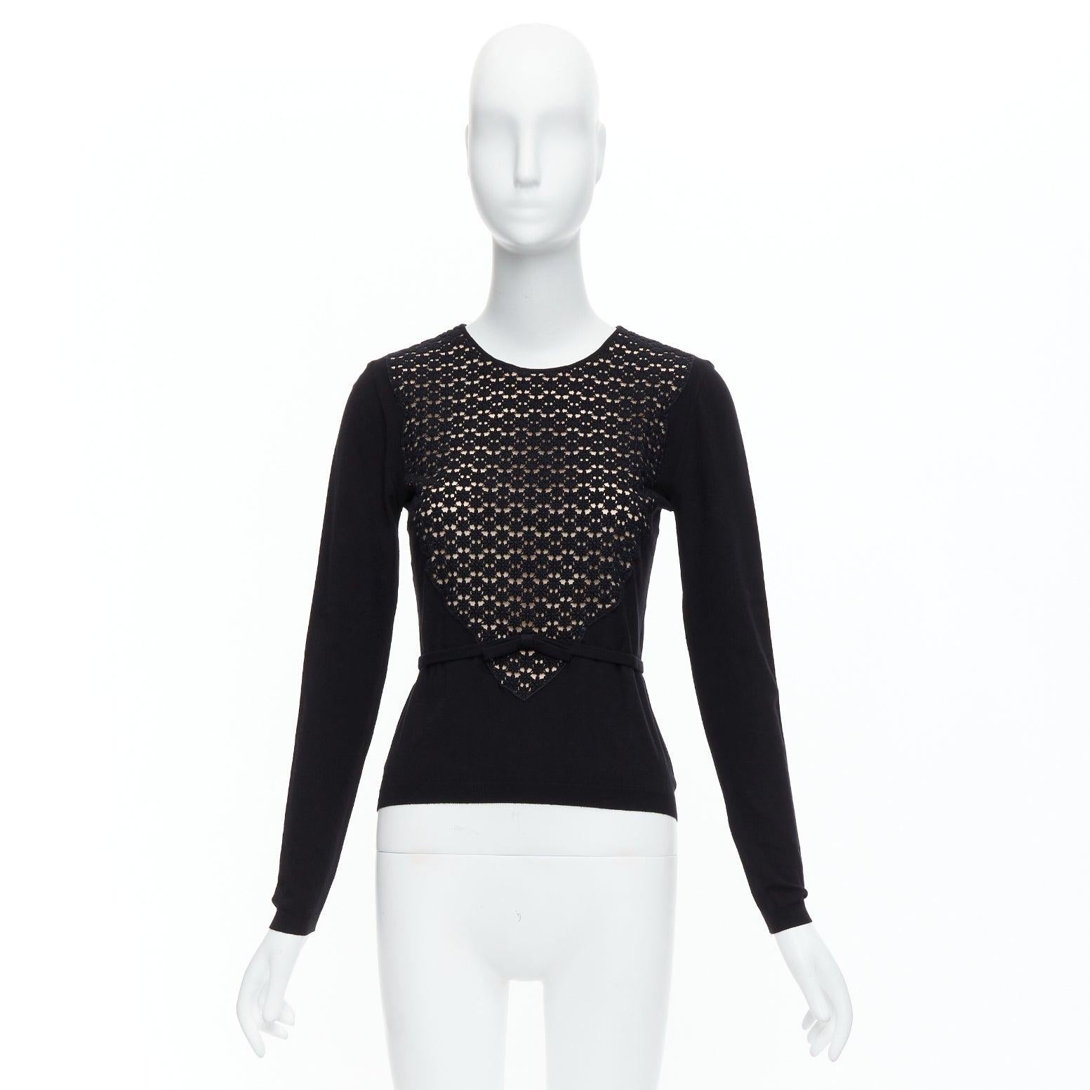 GIAMBATTISTA VALLI black pink overlay bow detail lace sweater XXS For Sale 4
