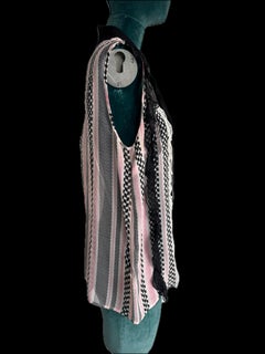 Giambattista Valli black/pink  sleeveless ruffle blouse