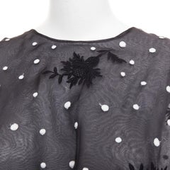 GIAMBATTISTA VALLI black polka dot applique sheer lace peplum top IT42 M