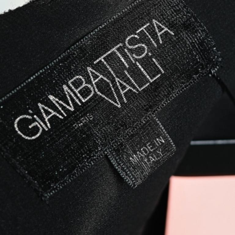 Nero Giambattista Valli - Vestito a ruota con pannelli in lana e seta stampata nera S in vendita