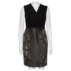 Giambattista Valli Black & Printed Wool Sleeveless Dress M